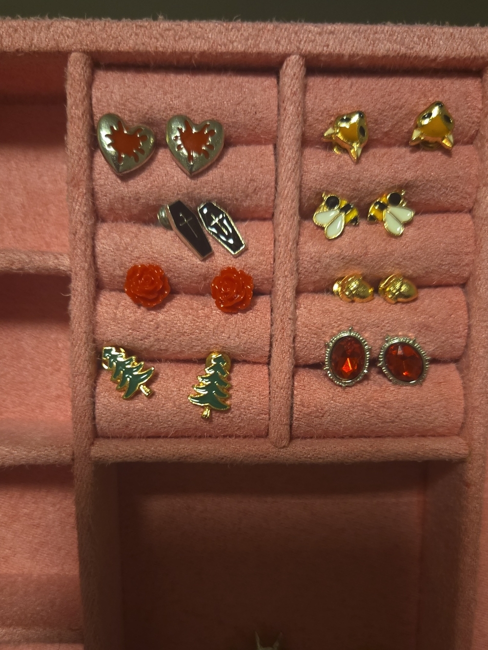 Girls Orange and Gold Stud Earring Set – Mixed Cute Styles